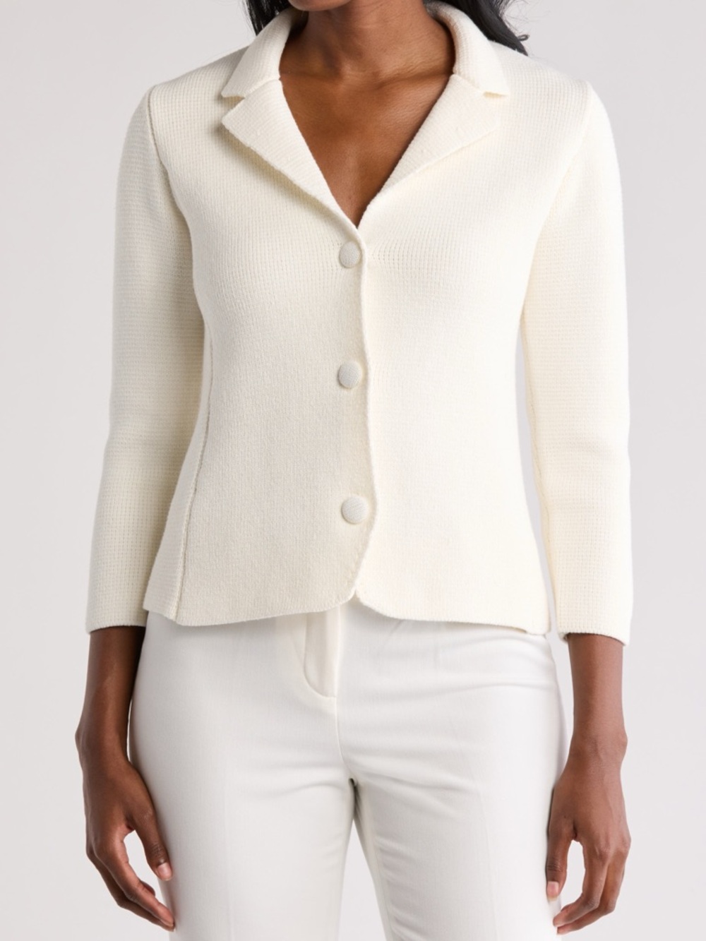 Zara Classic White Knit Women's Blazer Jacket - Picture 3 of 13